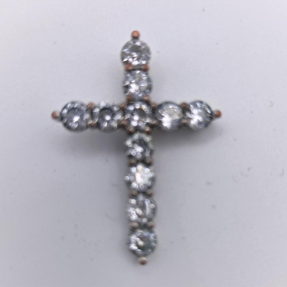JCM‎ Cubic Zirconia Cross Pendant Silver Tone Religious Charm CZ China
